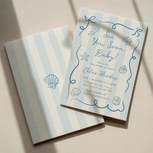 Invitation Bébé Bientôt sur la Côte Fête de Naissa