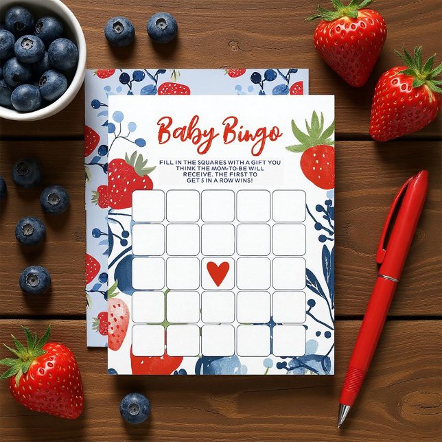 Invitation Bébé Bingo au doux parfum de baie (This adorable design is bursting with charm, perfect for a spring and summer baby shower vibe!)