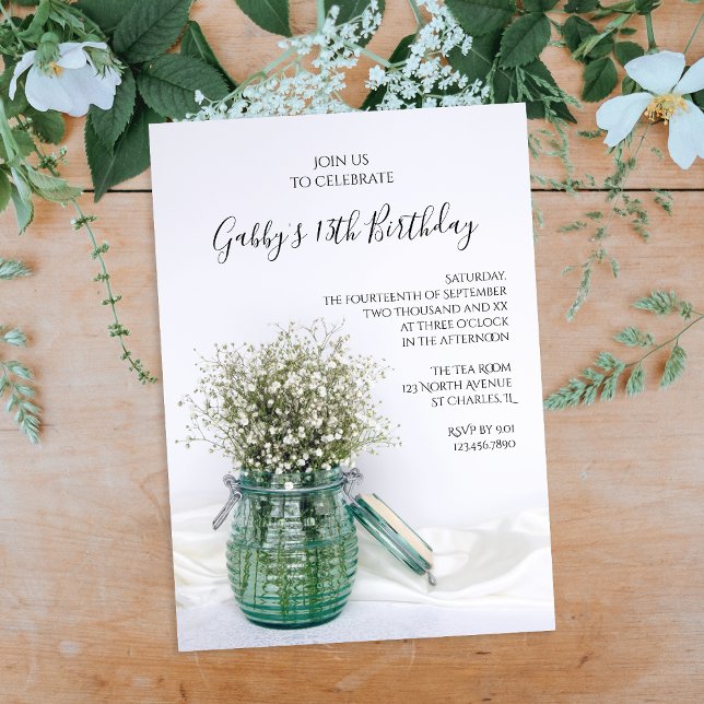 Invitation Bébé blanc respire dans la bocale bleue fête d'ann (Créateur téléchargé)