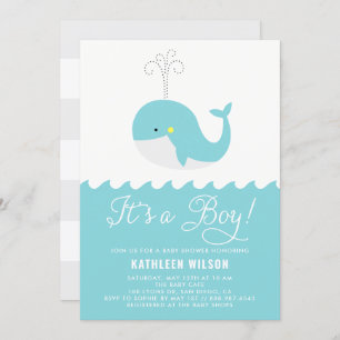 Invitation Bébé Bleu Cute Baleine C'est un Baby shower de gar