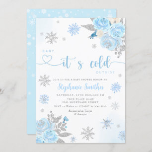 Invitation Bébé bleu d'hiver Il fait froid dehors Baby shower