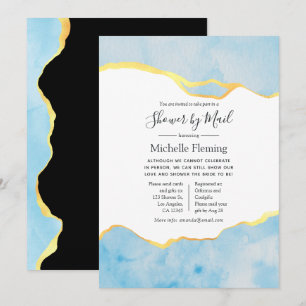 Invitation Bébé bleu et or agate Garçon Baby Shower par la po
