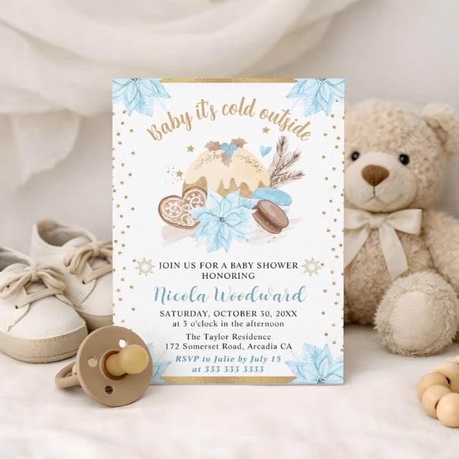 Invitation Bébé Bleu Il Fait Froid Dehors Baby Shower (Créateur téléchargé)