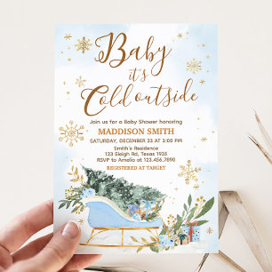 Invitation Bébé bleu Il fait froid dehors Baby shower