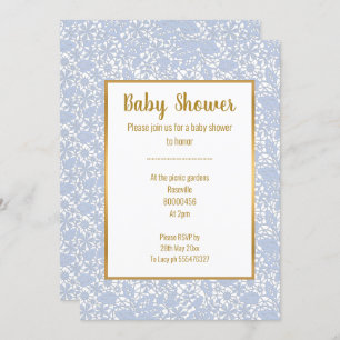 INVITATION BÉBÉ BLEU LACE OR TRIM BABY SHOWER ÉLÉGANT