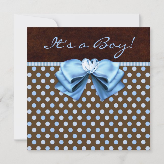 Invitation Bébé Bleu Marron Bébé Garçon Shower (Devant)