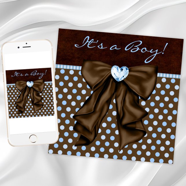 Invitation Bébé Bleu Marron Bébé Garçon Shower (Baby Blue Brown Baby Shower Invitation. Instant download and printed invitations available.)
