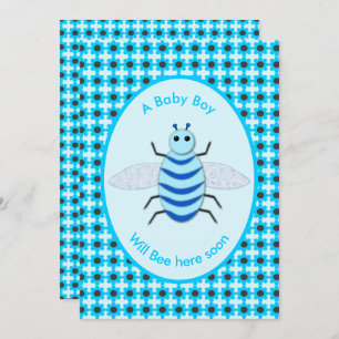 Invitation Bébé Bleu mignon Bee Bee Baby shower personnalisé
