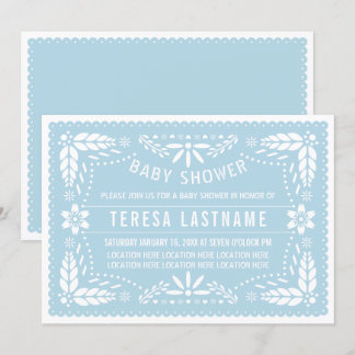 Invitation Bébé bleu papel picado mexicain bébé douche