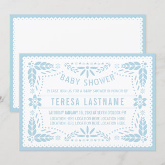 Invitation Bébé bleu papel picado mexicain bébé douche
