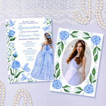 Bébé Bleu Papillons Princesse Photo Quinceanera