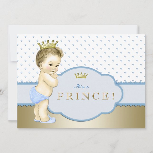 Invitation Bébé Bleu Petit Prince Baby Shower (Devant)