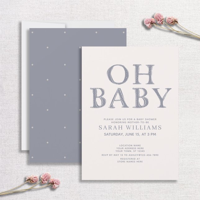 Invitation Bébé Bleu points mignon Baby shower minimal (Créateur téléchargé)