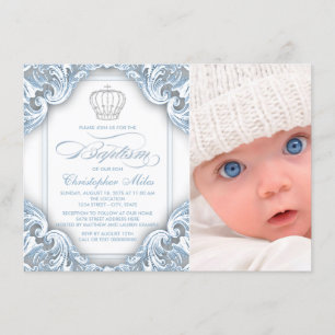 Invitation Bébé Bleu Prince Héritier Baptême