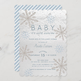 Invitation Bébé Blue Snowflake Son Baby shower extérieur froi