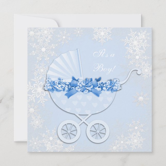 Invitation Bébé Blue Snowflake Winter Wonderland Baby shower (Devant)