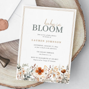 Invitation Bébé Boho En Fleur Baby shower Fleur sauvage frais