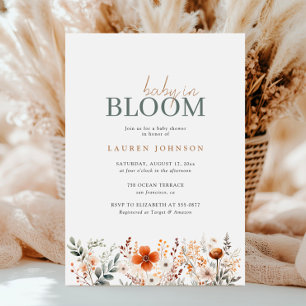Invitation Bébé Boho En Fleur Baby shower Fleur sauvage frais