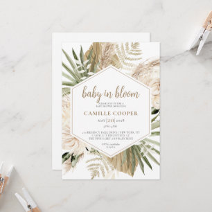 Invitation Bébé Boho En Fleur Pampas Herbe
