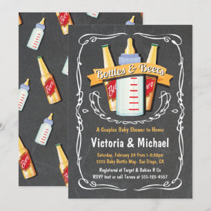 Invitation Bébé Bouteilles et bières Baby shower Chalkboard
