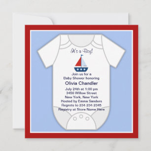 Invitation Bébé Boy Shower Boy de bateau à voile b