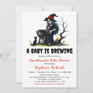 Invitation Bébé brassage sorcière Chat noir Halloween Baby sh