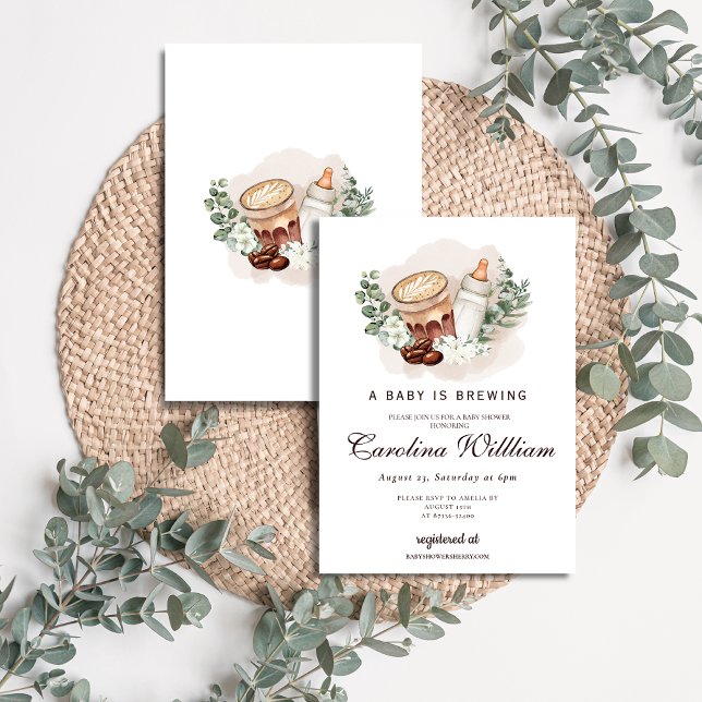 Invitation Bébé brasse de la verdure Baby shower café (Créateur téléchargé)