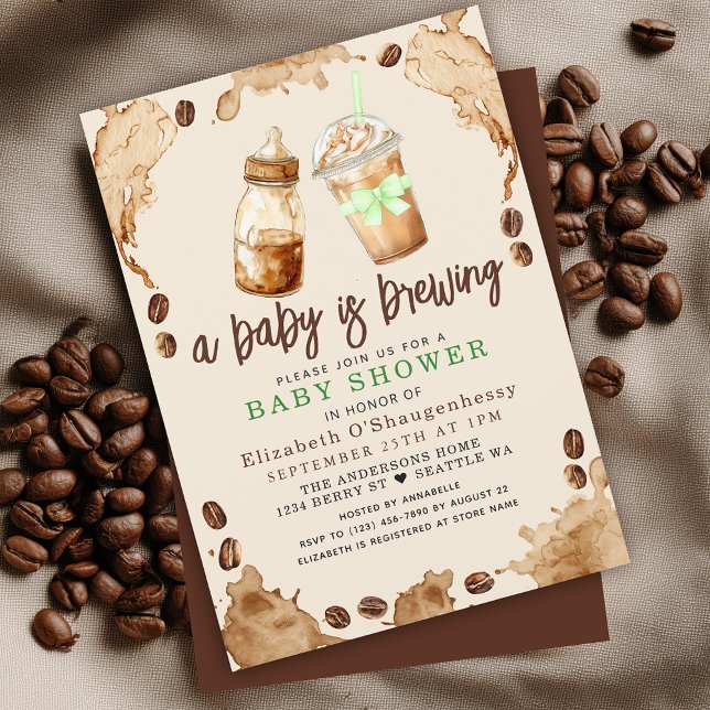 Invitation Bébé brasse du café Baby shower neutre pour le gen (Créateur téléchargé)