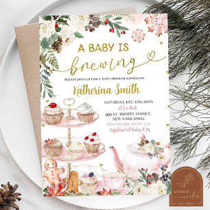 Invitation Bébé brasse hiver Thé de Noël Baby shower I