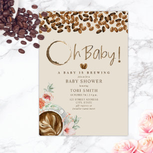 Invitation Bébé brasse Oh Baby Floral Baby shower café