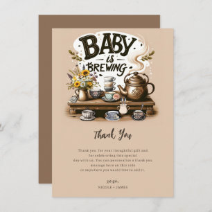 Invitation Bébé brasse Rustique Thé Kettle Peach Merci