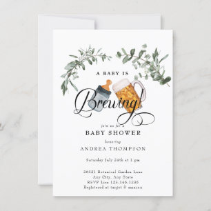 Invitation Bébé brasser Baby shower aquarelle