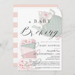 Invitation Bébé brasser Tea rose Party Baby shower à la prome