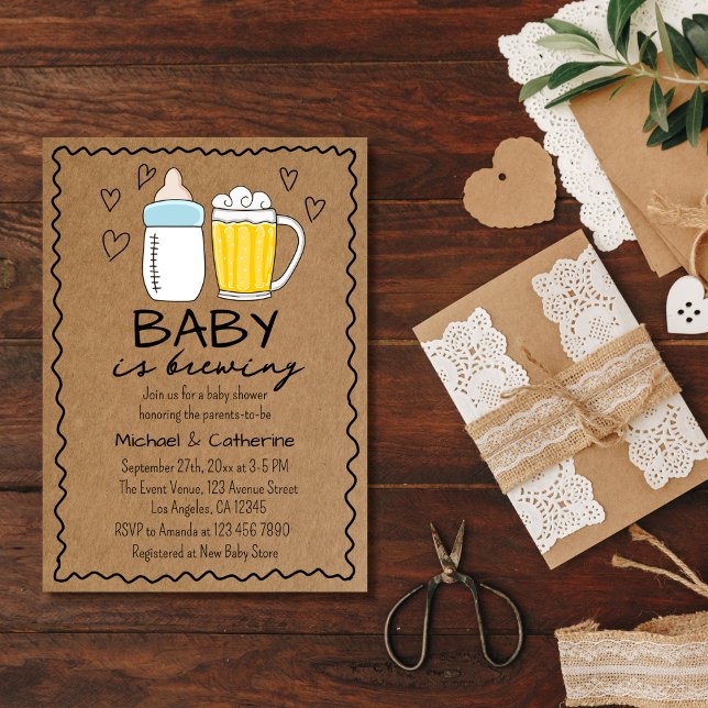 Invitation Bébé Brûle Bouteille Bière Baby shower en verre (Créateur téléchargé)