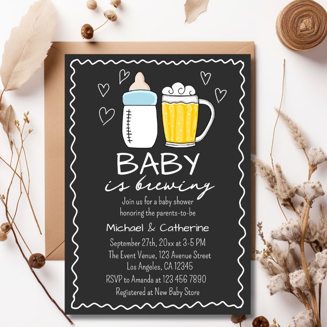 Invitation Bébé Brûle Bouteille Bière Baby shower en verre (Créateur téléchargé)