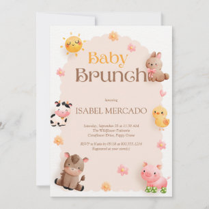 Invitation Bébé Brunch Baby shower d'animaux de ferme