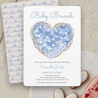 Bébé Brunch Coeurs Bleus Rustique Baby shower garç