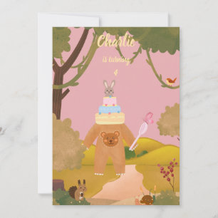 Invitation Bébé Bunny Forest anniversaire