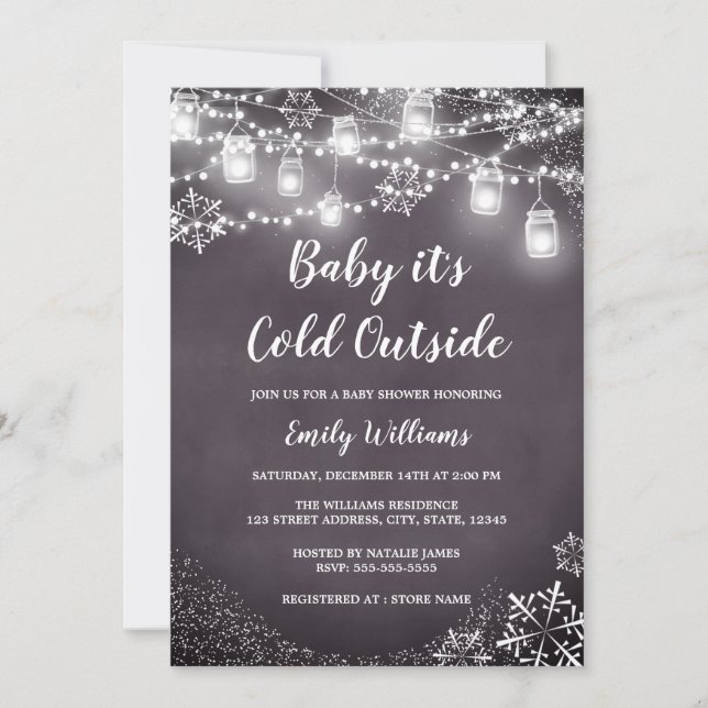 Invitation Bébé Cadeau de Bébé il Fait Froid Dehors Hiver (Devant)