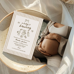 Invitation Bébé Café est en train de brasser Photo de Baby Sh