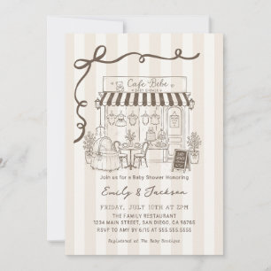 Invitation Bebe Café Thème Parisien Nœud Papillon Café Fête d