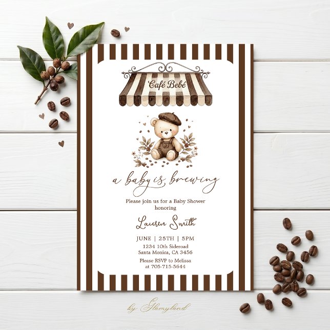 Invitation Bebe Cafe, Un bébé est en route Baby Shower (Créateur téléchargé)