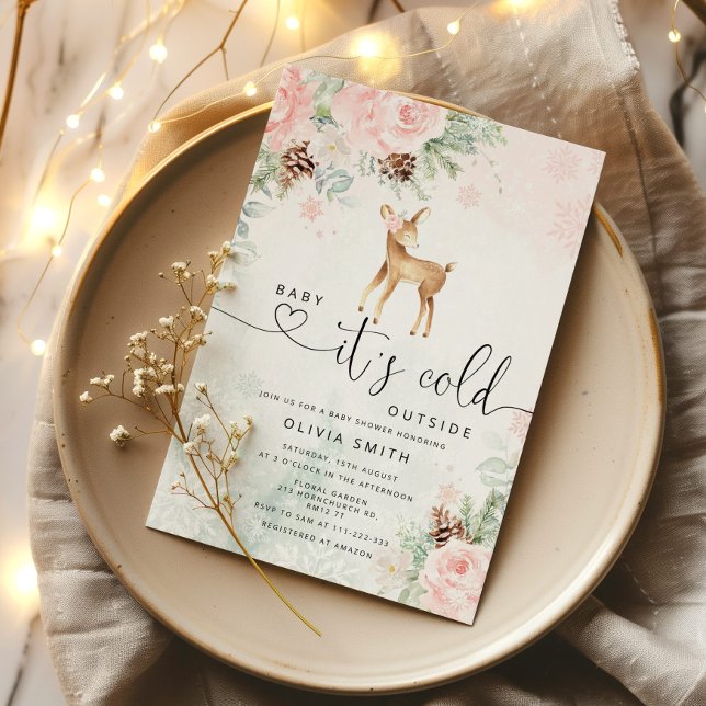 Invitation Bébé cerf Bébé il fait froid dehors baby shower (Créateur téléchargé)