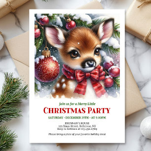 Invitation Bébé cerf de forêt enneigée lumineuse Noël enfants