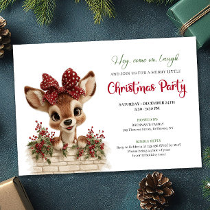 Invitation Bébé Cerf Mignon Classique Noël Aquarelle