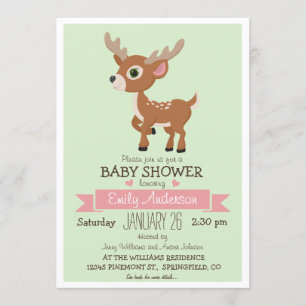 Invitation Bébé cerf, pie, Baby shower de bois ou arrosage