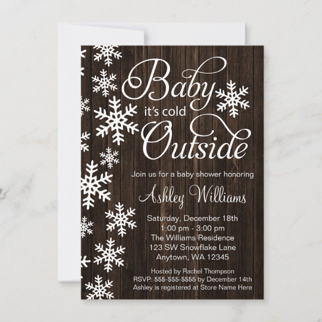 Invitation Bébé c'est baby shower en bois rustique (Devant)
