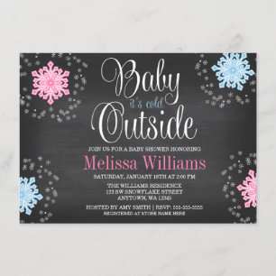 Invitation Bébé c'est baby shower extérieur froid de flocons