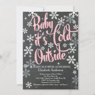 Invitation Bébé C'est Cold Chalkboard Pink Girls Baby shower