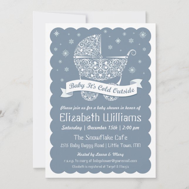 Invitation Bébé c'est froid après l'invitation à la douche (Devant)